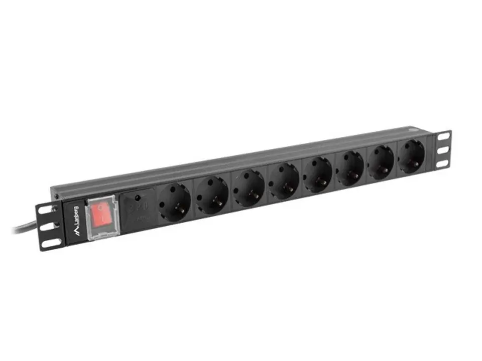 ⁨LANBERG LISTWA ZASILAJĄCA RACK PDU 19" (1U, 16A, 8X SHUKO, 2M, CZARNA) PDU-08F-0200-BK⁩ w sklepie Wasserman.eu