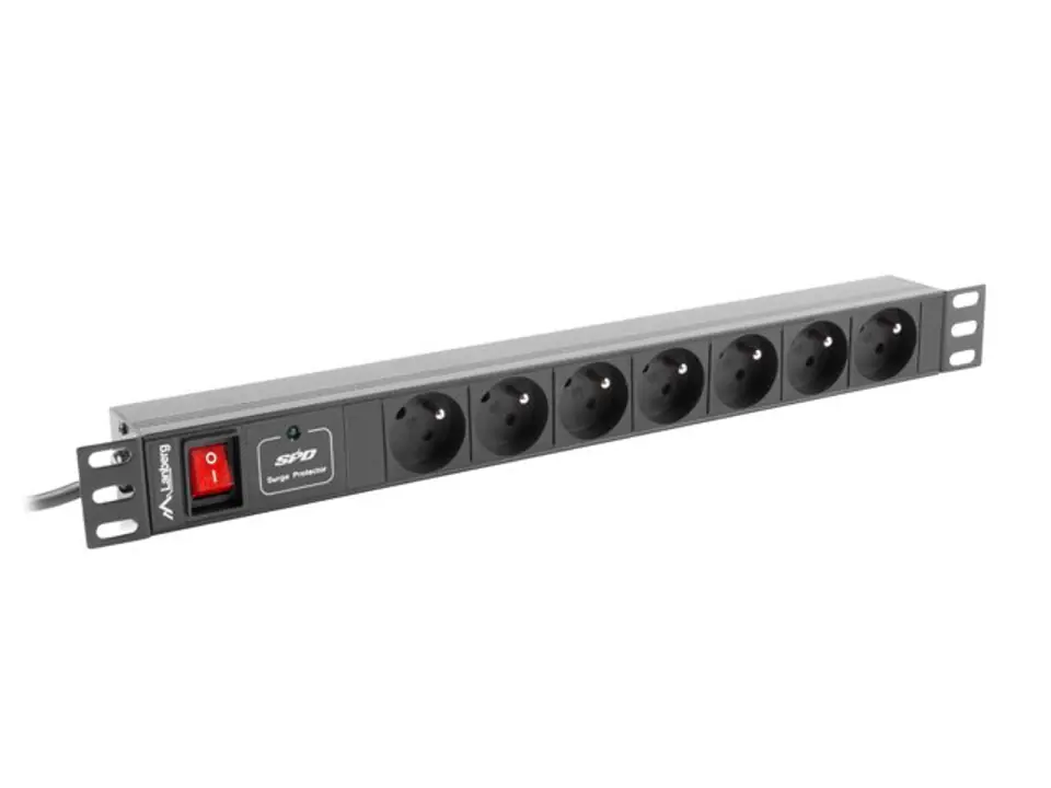 ⁨Listwa RACK Lanberg PDU-07E-0200-IEC-BK (7 x UTE; 10 A; 2m; kolor czarny)⁩ w sklepie Wasserman.eu