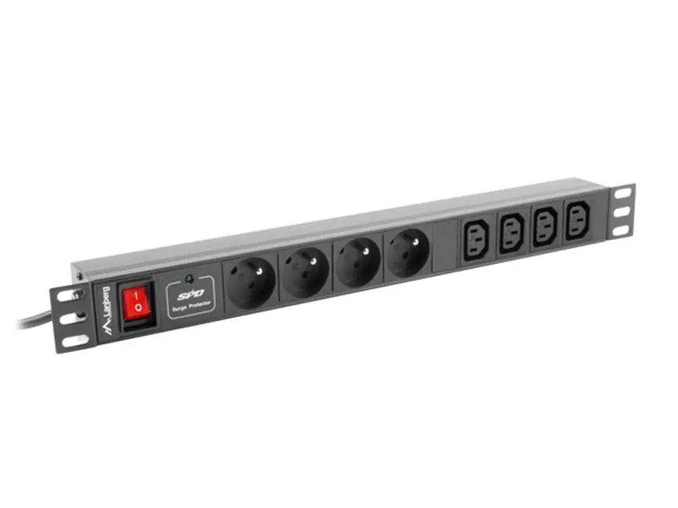 ⁨Listwa zasilająca Lanberg PDU-04E04I-0200-IEC-BK (8 x UTE; 2m; kolor czarny)⁩ w sklepie Wasserman.eu