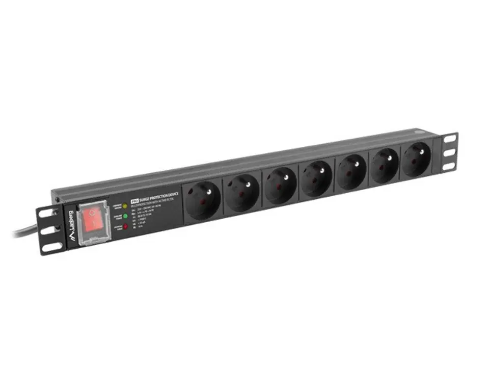 ⁨LANBERG POWER STRIP PDU RACK 19" (1U, 16A, 7X 230V PL, 2m)⁩ at Wasserman.eu