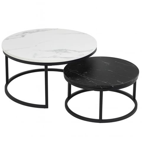 ⁨Zestaw okrągłych stolików kawowych 60 i 80 cm STL14BCZ⁩ w sklepie Wasserman.eu