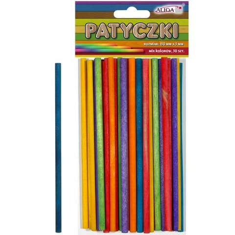 ⁨Patyczki PK-0111 mix kol.(50szt.)150x5mm ALIGA⁩ w sklepie Wasserman.eu