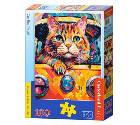 ⁨Puzzle 100 B-111275 Cat Bus Travel⁩ w sklepie Wasserman.eu