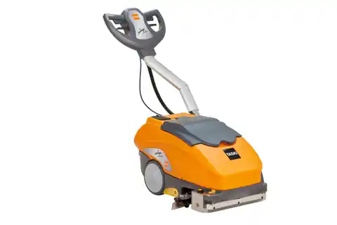 ⁨The TASKI swingo 350 E compact, electrically powered scrubbing and collecting machine⁩ at Wasserman.eu