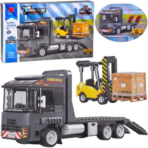 ⁨Klocki techniczne POJAZDY 1:42 - Tir z lawetą i wózek widłowy 404ele ZA5722⁩ w sklepie Wasserman.eu