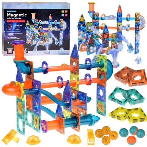 ⁨ŚWIECĄCE Klocki magnetyczne 3D - Zbuduj tor kulkowy KULODROM 116-ele ZA5894⁩ w sklepie Wasserman.eu