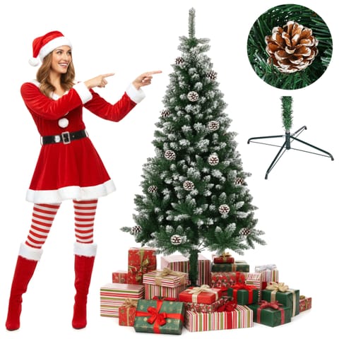 ⁨Choinka ośnieżona EVE świerk 180 cm szyszki stojak⁩ w sklepie Wasserman.eu