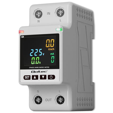 ⁨Qoltec Jednofazowy elektroniczny licznik watomierz | miernik zużycia energii | DIN35 | Zdalne sterowanie | Historia pomiaru | Wi-fi | TUYA | Smart life⁩ w sklepie Wasserman.eu