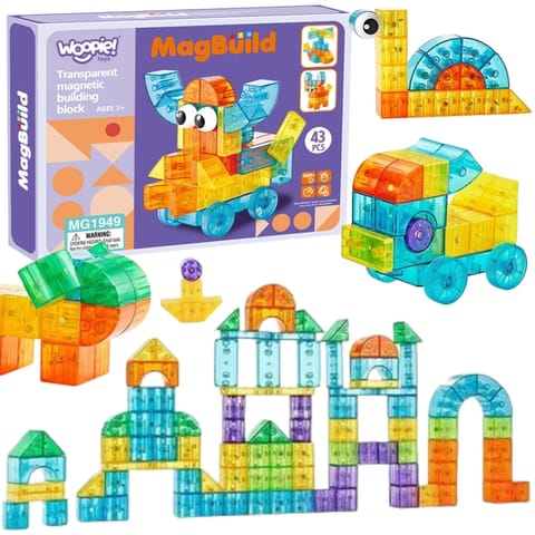 ⁨WOOPIE Przezroczyste Magnetyczne Klocki Konstrukcyjne 43 el.⁩ w sklepie Wasserman.eu