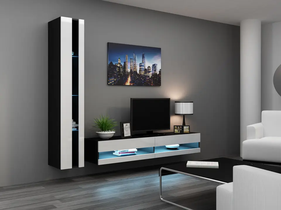 ⁨Cama Living room cabinet set VIGO NEW 8 black/white gloss⁩ at Wasserman.eu