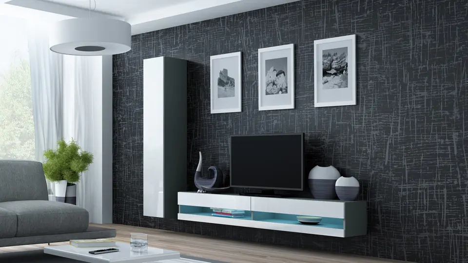 ⁨Cama Living room cabinet set VIGO NEW 9 grey/white gloss⁩ at Wasserman.eu