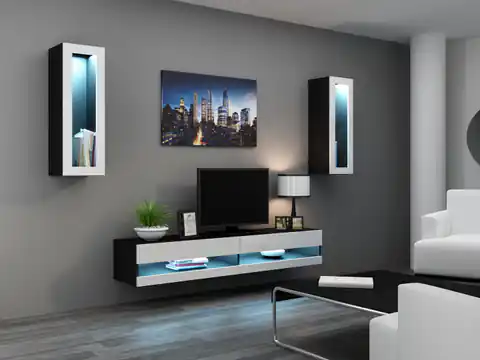 ⁨Cama Living room cabinet set VIGO NEW 11 black/white gloss⁩ at Wasserman.eu