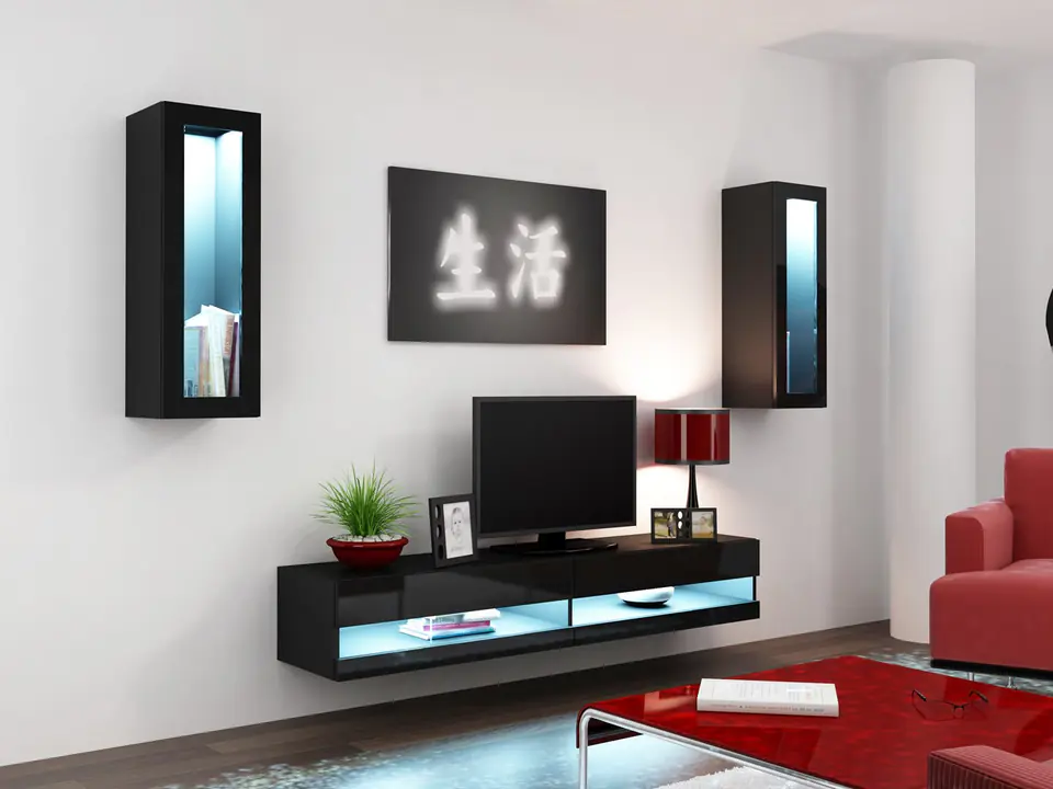 ⁨Cama Living room cabinet set VIGO NEW 11 black/black gloss⁩ at Wasserman.eu