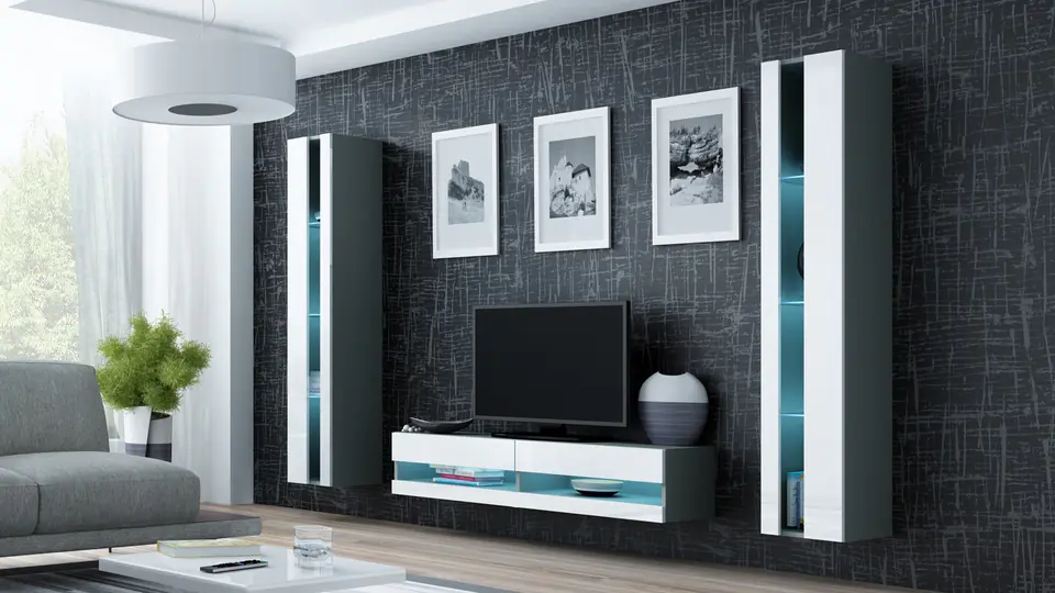 ⁨Cama Living room cabinet set VIGO NEW 12 grey/white gloss⁩ at Wasserman.eu