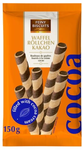 ⁨Feiny Biscuits Rurki Waflowe z Nadzieniem Kakaowym 150 g⁩ w sklepie Wasserman.eu