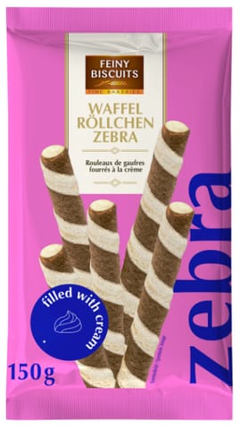 ⁨Feiny Biscuits Rurki Waflowe z Nadzieniem Zebra 150 g⁩ w sklepie Wasserman.eu