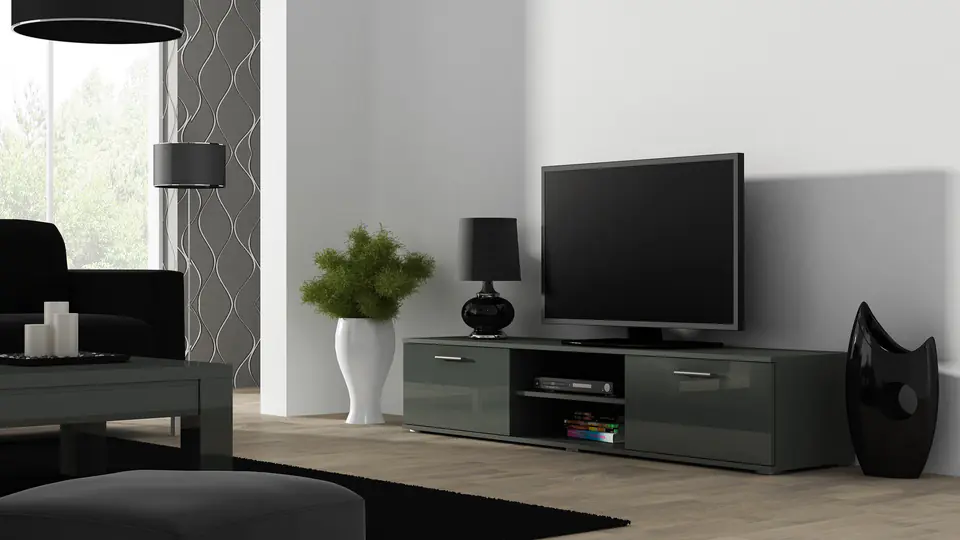 ⁨Cama TV stand SOHO 180 grey/grey gloss⁩ at Wasserman.eu