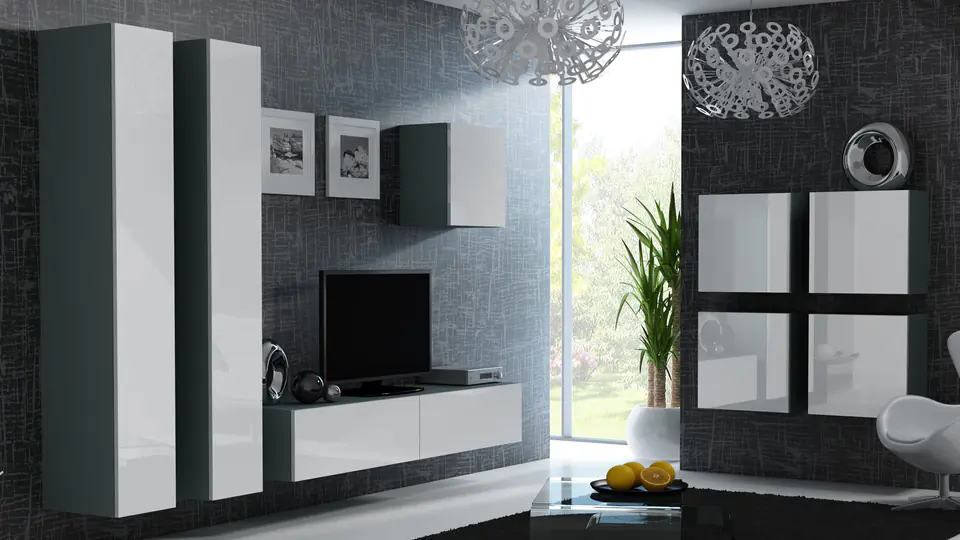 ⁨Cama Living room cabinet set VIGO 24 grey/white gloss⁩ at Wasserman.eu