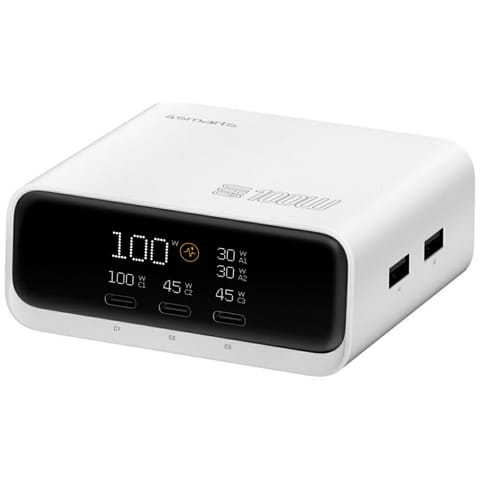 Stacja ładująca 4smarts Desk Charger GaN Screen 100W 3xUSB-C+2xUSB-A biały w sklepie Wasserman.eu