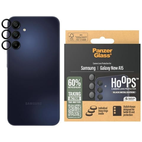 ⁨Szkło hartowane na obiektyw PanzerGlass  Hoops Lens Protector do Samsung Galaxy A16 / A16 5G czarny⁩ w sklepie Wasserman.eu