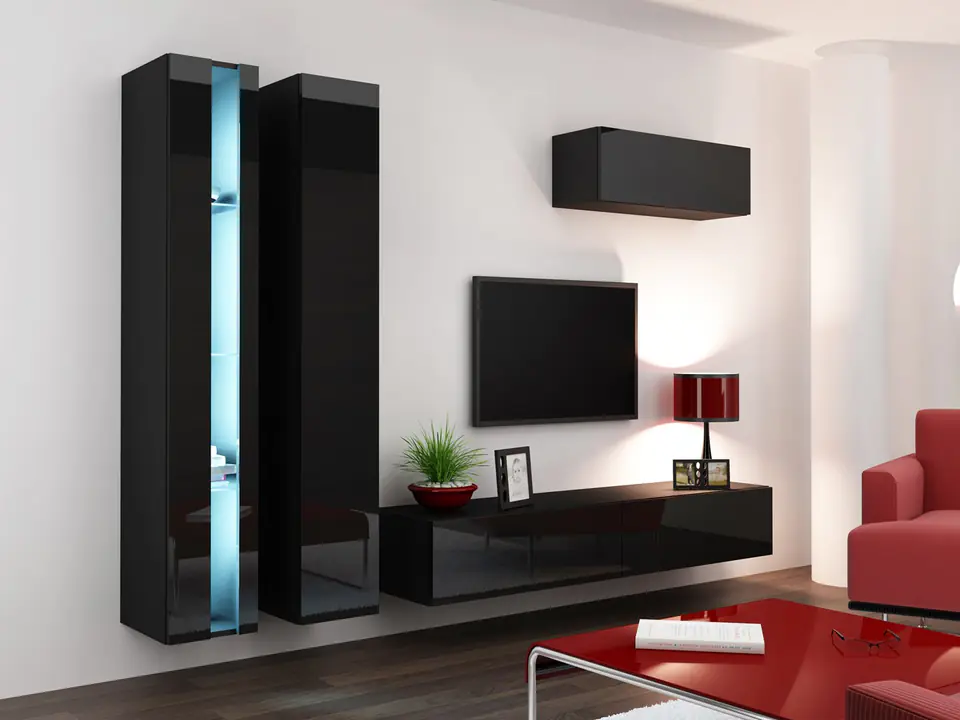 ⁨Cama Living room cabinet set VIGO NEW 1 black/black gloss⁩ at Wasserman.eu