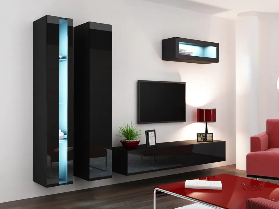 ⁨Cama Living room cabinet set VIGO NEW 2 black/black gloss⁩ at Wasserman.eu