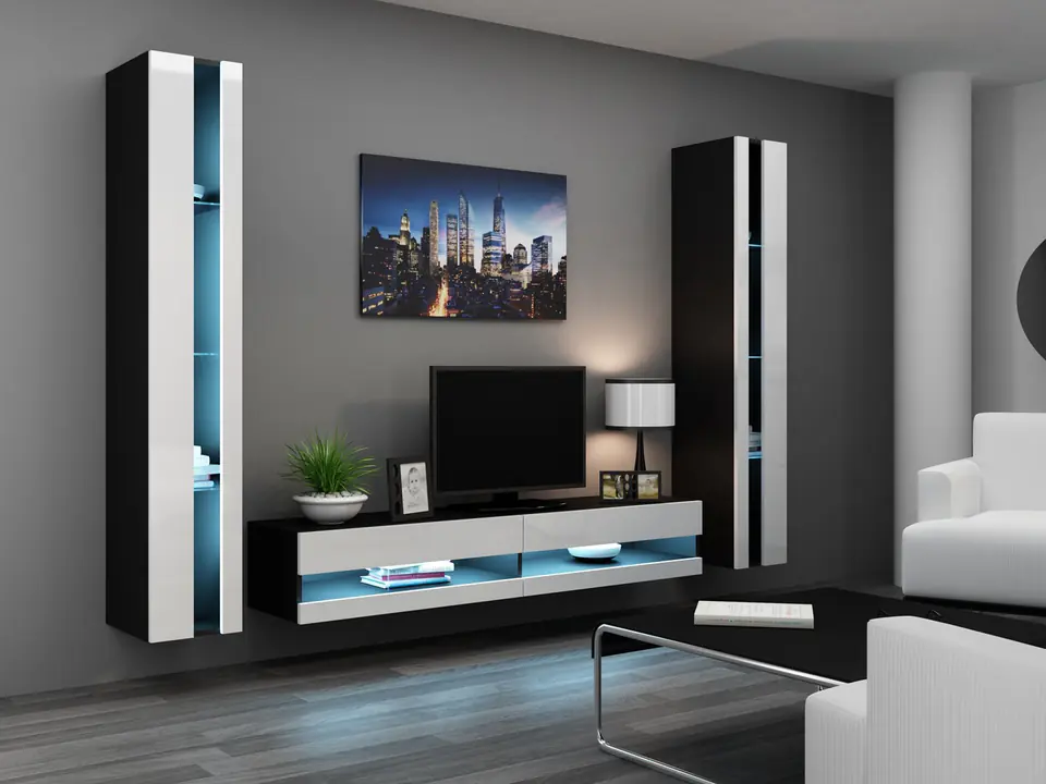 ⁨Cama Living room cabinet set VIGO NEW 3 black/white gloss⁩ at Wasserman.eu