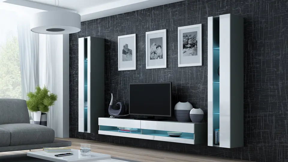 ⁨Cama Living room cabinet set VIGO NEW 3 grey/white gloss⁩ at Wasserman.eu