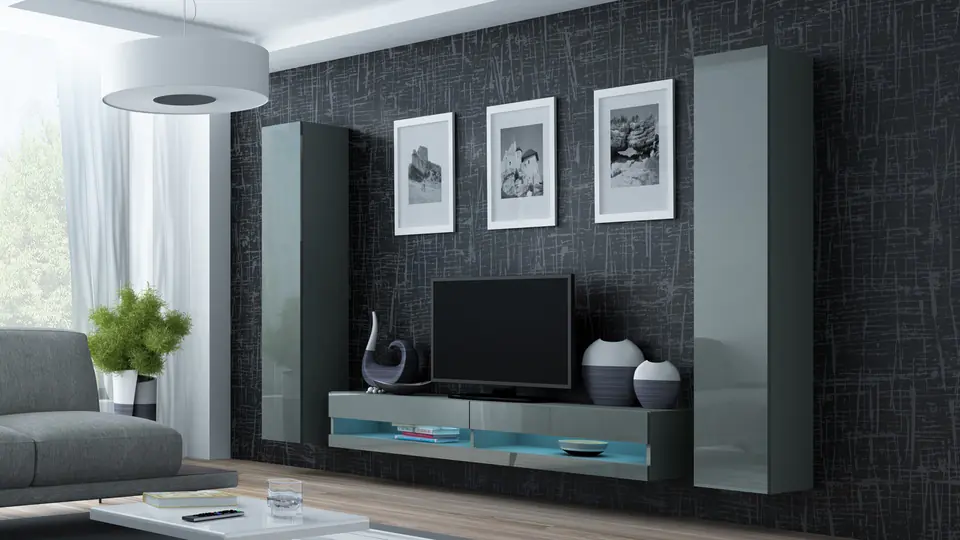 ⁨Cama Living room cabinet set VIGO NEW 4 grey/grey gloss⁩ at Wasserman.eu