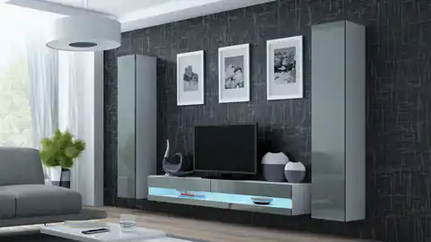 ⁨Cama Living room cabinet set VIGO NEW 4 white/grey gloss⁩ at Wasserman.eu