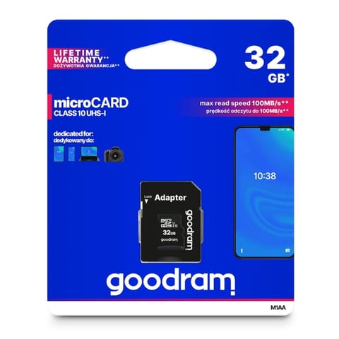 Szybka Karta Pamięci Micro SD GoodRam 32GB z Adapterem C10 U1 100 MB/s w sklepie Wasserman.eu
