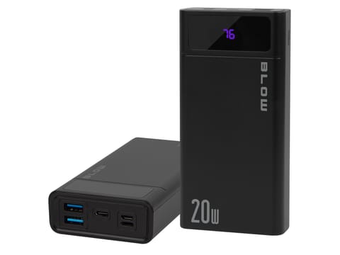 ⁨Power Bank 20000mAh QC+PD 20W + lightning PB20E CZARNY⁩ w sklepie Wasserman.eu