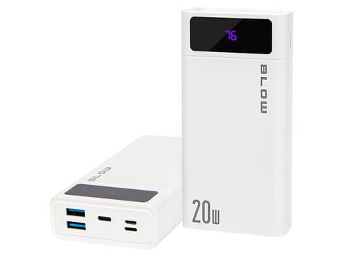 ⁨Power Bank 20000mAh QC+PD 20W + lightning PB20E BIAŁY⁩ w sklepie Wasserman.eu