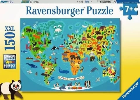 ⁨Puzzle 150 Mapa świata dzikich zwierząt XXL⁩ w sklepie Wasserman.eu