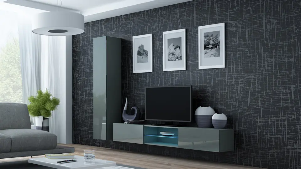 ⁨Cama Living room cabinet set VIGO 21 grey/grey gloss⁩ at Wasserman.eu