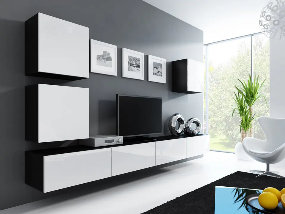 ⁨Cama Living room cabinet set VIGO 22 black/white gloss⁩ at Wasserman.eu