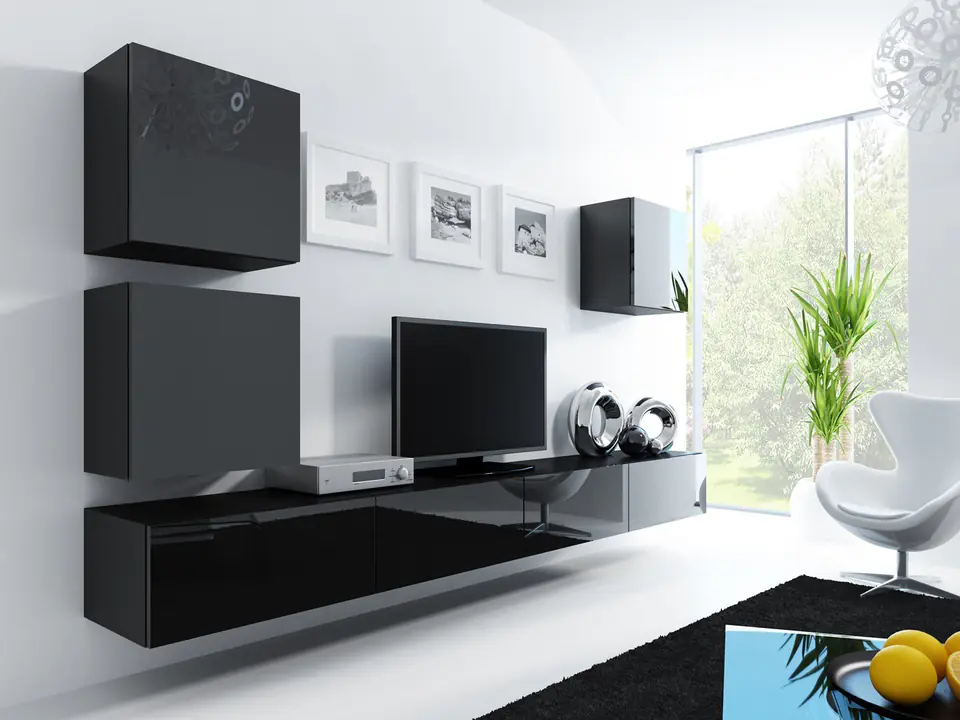 ⁨Cama Living room cabinet set VIGO 22 black/black gloss⁩ at Wasserman.eu