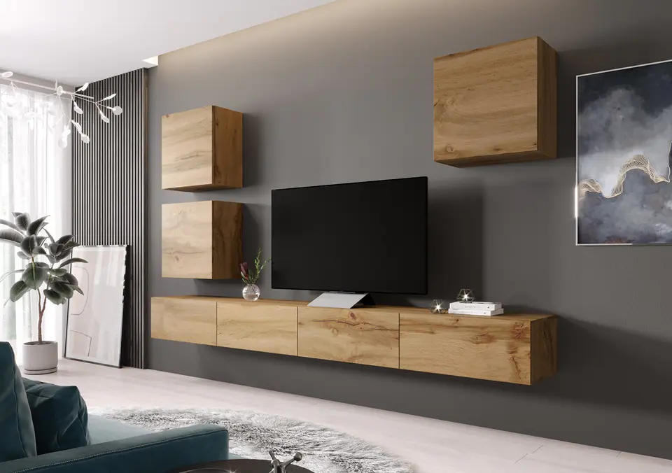 ⁨Cama Living room cabinet set VIGO 22 wotan oak/wotan oak gloss⁩ at Wasserman.eu