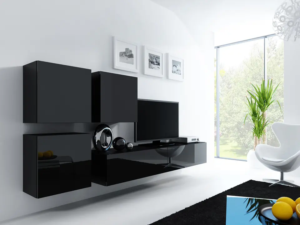 ⁨Cama Living room cabinet set VIGO 23 black/black gloss⁩ at Wasserman.eu