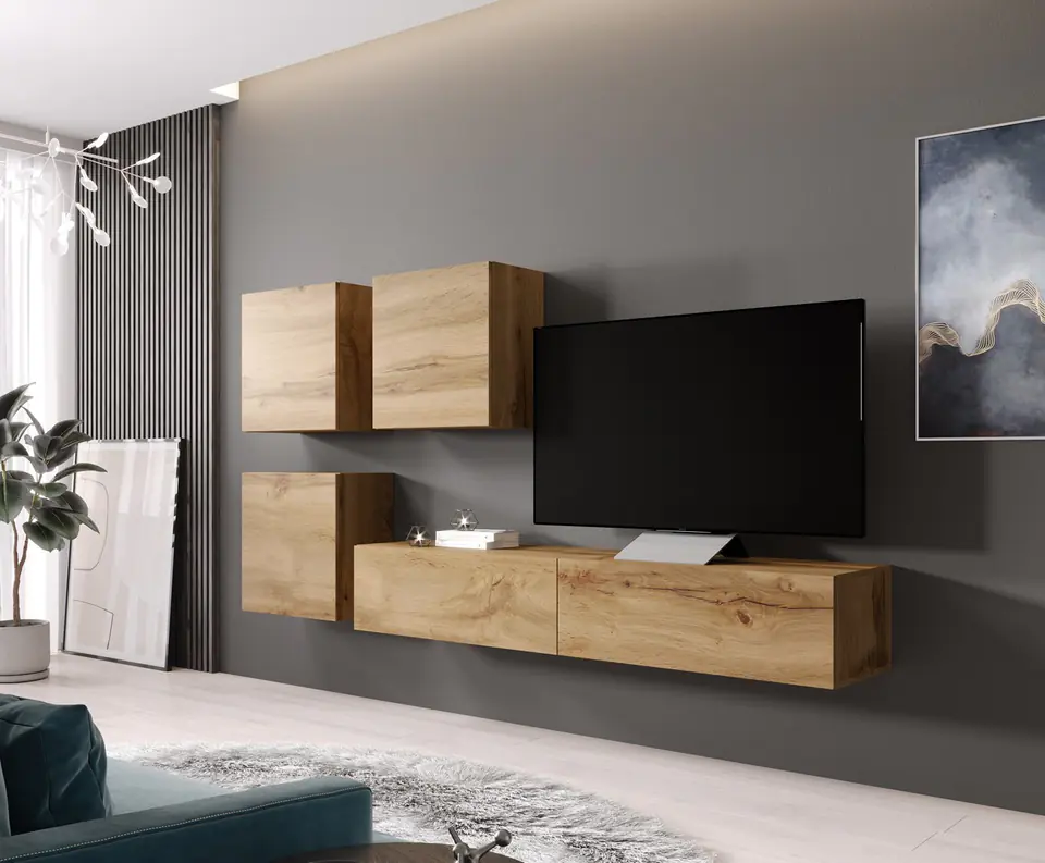 ⁨Cama Living room cabinet set VIGO 23 wotan oak/wotan oak gloss⁩ at Wasserman.eu