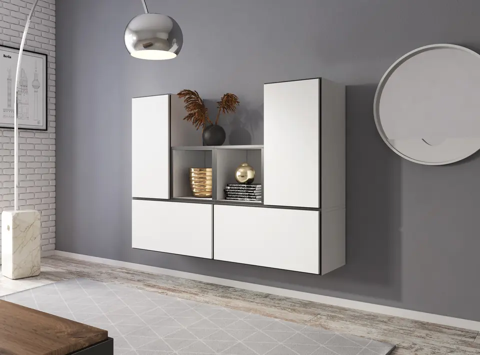 ⁨Cama living room furniture set ROCO 18 (4xRO3 + 2xRO6) white/black/white⁩ at Wasserman.eu