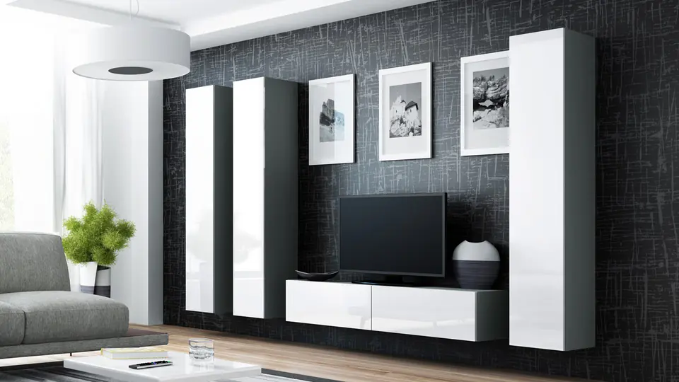 ⁨Cama Living room cabinet set VIGO 14 grey/white gloss⁩ at Wasserman.eu