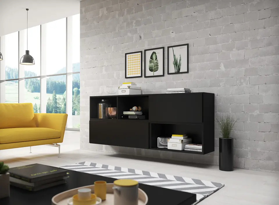 ⁨Cama living room furniture set ROCO 16 (RO1+RO2+RO3+RO4) black/black/black⁩ at Wasserman.eu