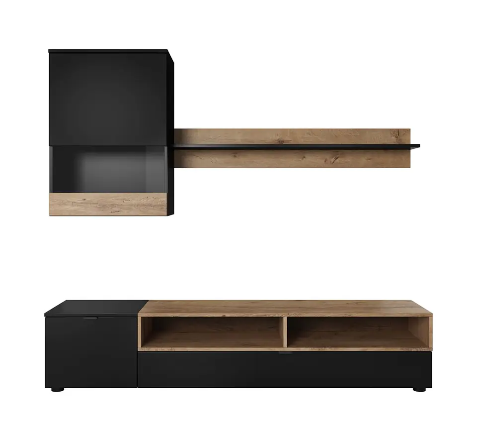 ⁨Cama PAT set 175x180x39 cm black+ oak lefkas⁩ at Wasserman.eu