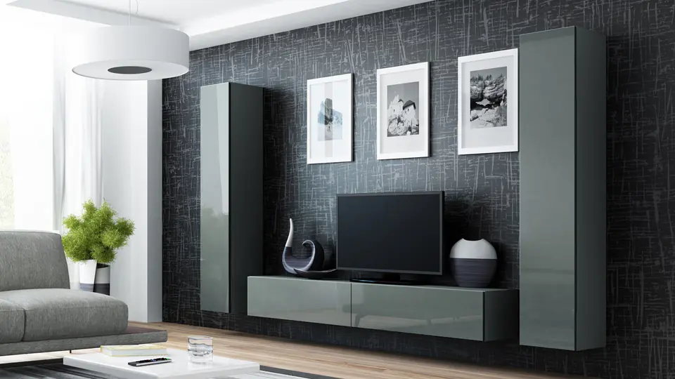 ⁨Cama Living room cabinet set VIGO 4 grey/grey gloss⁩ at Wasserman.eu