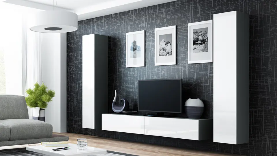 ⁨Cama Living room cabinet set VIGO 4 grey/white gloss⁩ at Wasserman.eu