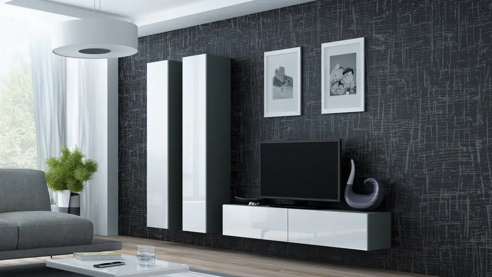 ⁨Cama Living room cabinet set VIGO 9 grey/white gloss⁩ at Wasserman.eu