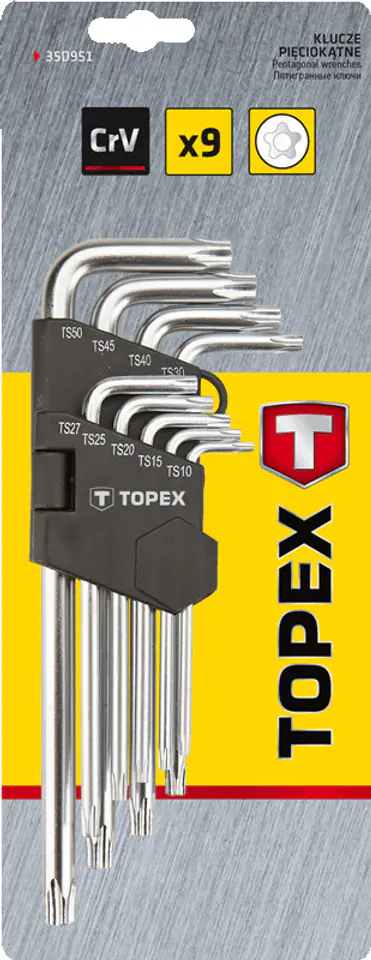 ⁨Pentagonal wrenches TS10-50, set of 9 35D951⁩ at Wasserman.eu