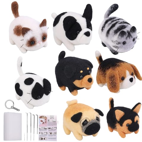 Zestaw Kreatywny Do Filcowania DIY Wełna Czesankowa Pies Kot Mix w sklepie Wasserman.eu