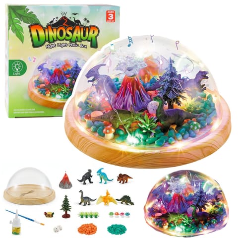 ⁨Zestaw Kreatywny Terrarium z Dinozaurami Lampka Nocna Kopuła Dźwięki DIY⁩ w sklepie Wasserman.eu